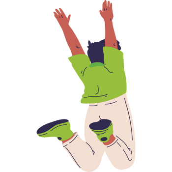 A person jumping in the air with their hands up png