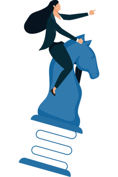 Businesswoman riding on a chess piece png