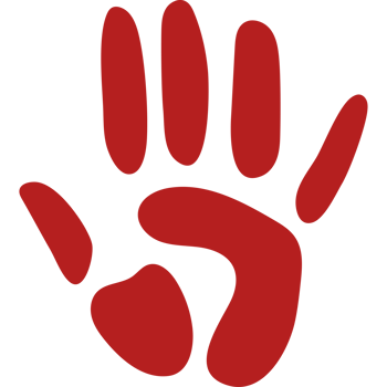 A red hand with a black background png