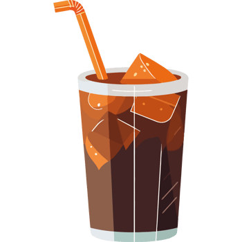 A glass of cola with a straw and orange slices png