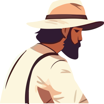 A man in a hat and a white shirt png