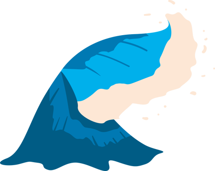 A wave with a blue and white crest png