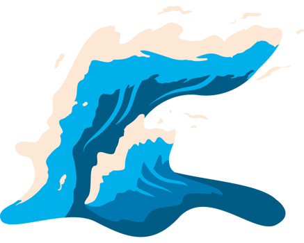 A cartoon wave crashing into the ocean png