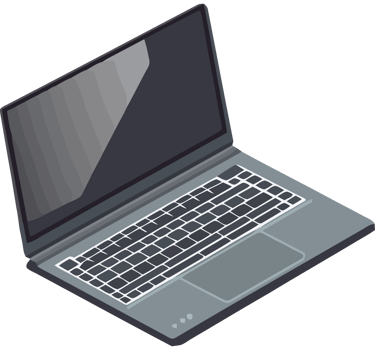 An open laptop computer is shown on a black background png