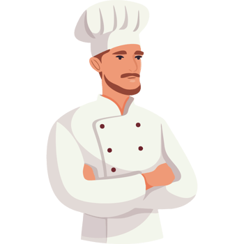 A chef in a white uniform with his arms crossed png
