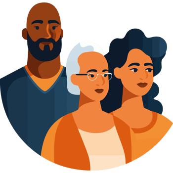 An illustration of a family with two adults and a child png