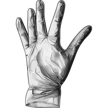 A silver glove with a hand on it png