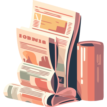 A newspaper and a cup of coffee are sitting on a table png