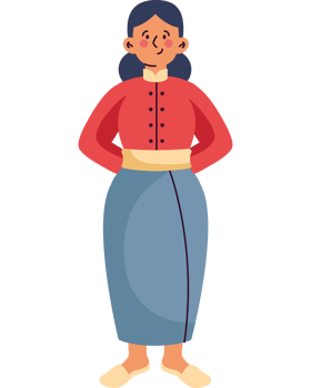A cartoon woman in a traditional dress png