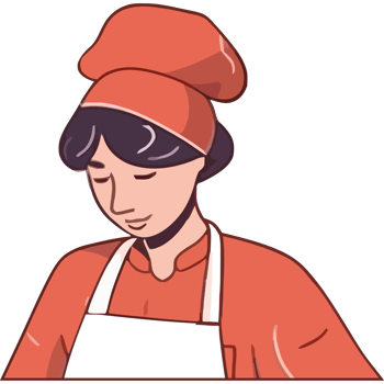 A cartoon woman in an apron and hat png