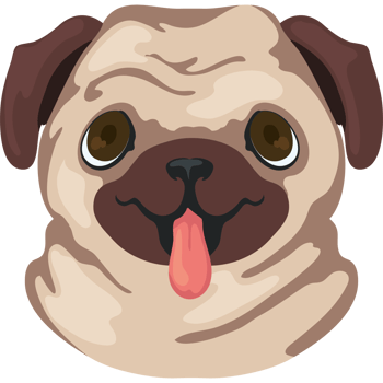 A cartoon pug dog with its tongue out png