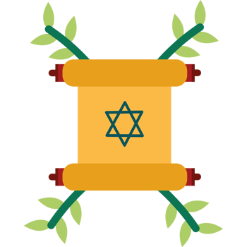 An icon of a scroll with a star of david png