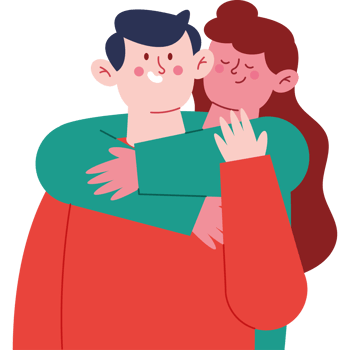 A man and woman hugging each other png