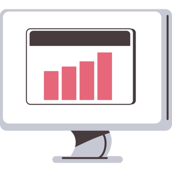 A computer monitor with a bar chart on it png