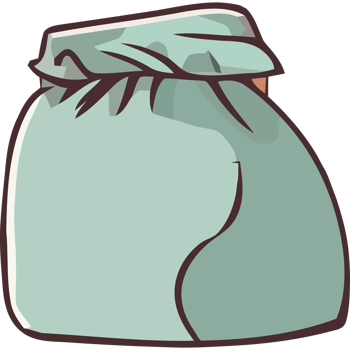 A green bag with a zipper on it png