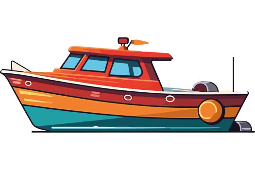 A cartoon boat on a black background png