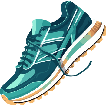 A blue running shoe with orange laces png