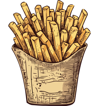 French fries in a bucket png