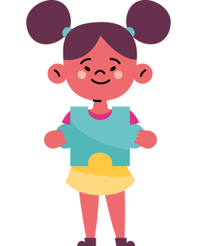 A girl holding a puzzle piece png