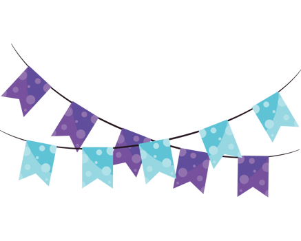 Purple and blue bunting on a string png