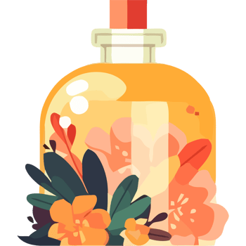An illustration of a bottle with flowers and leaves png