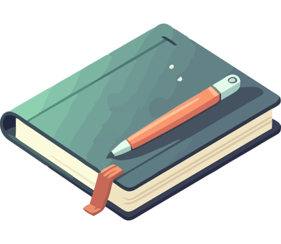 An open notebook with a pen on top png