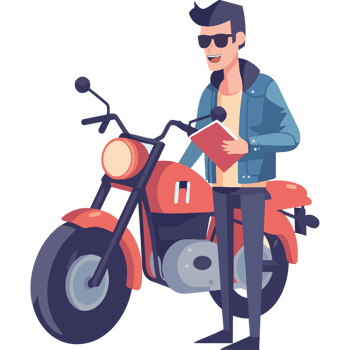 A man is standing next to a motorcycle png