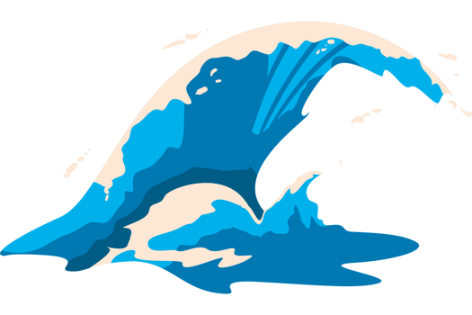 A cartoon wave crashing into the ocean png