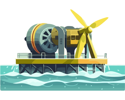 An illustration of a wind turbine in the ocean png