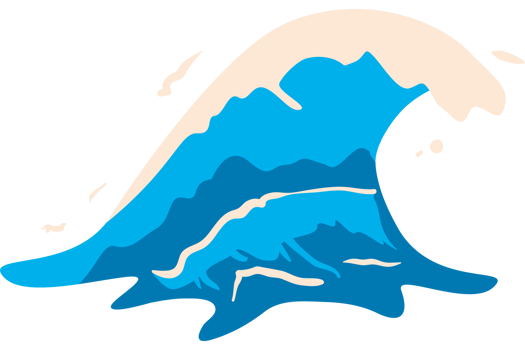 A cartoon wave crashing into the ocean png