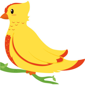 A cartoon yellow bird sitting on a branch png