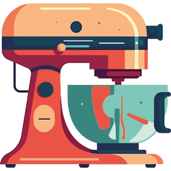 A kitchen mixer with a bowl and a spoon png