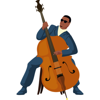 A man in a suit is playing a double bass png