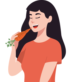 A woman is eating a carrot png