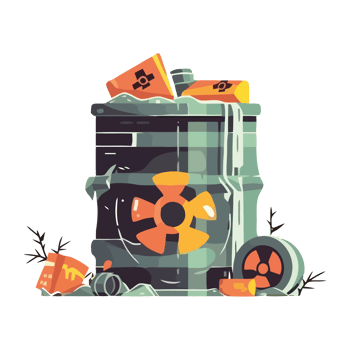 A cartoon illustration of a radioactive waste can png