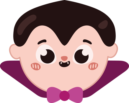A cartoon vampire face with a bow tie png