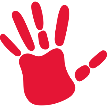 A red hand with a black background png