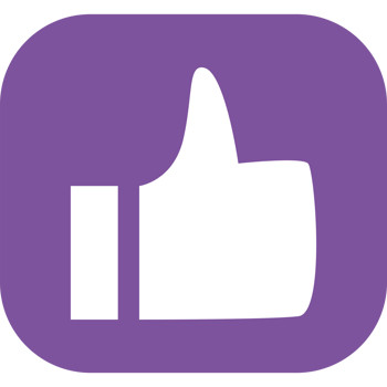 A purple thumb up icon with a white hand png