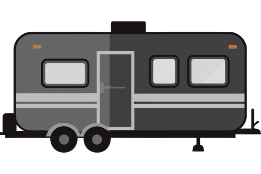 An rv trailer is shown on a black background png