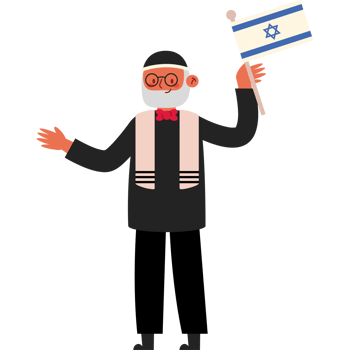 An old man holding an israeli flag png