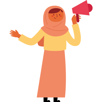 A woman in a hijab holding a megaphone png