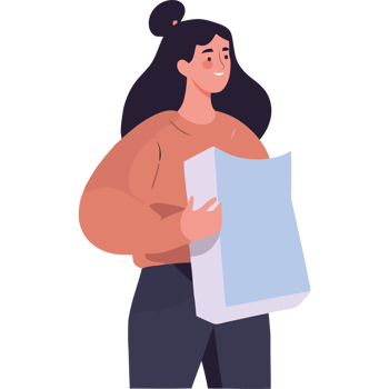Woman holding a paper bag png