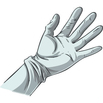 A glove with a white hand on it png