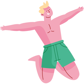A cartoon man jumping in the air png