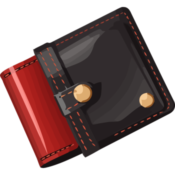Wallet icon with red stitching png