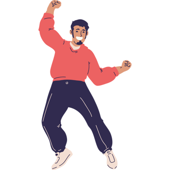 A man is jumping in the air with his arms up png