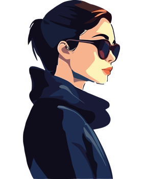 A woman in sunglasses and a black jacket png