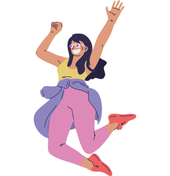 A cartoon woman jumping in the air png
