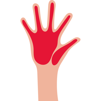 A hand with red paint on it png