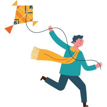 A man is running with a kite png